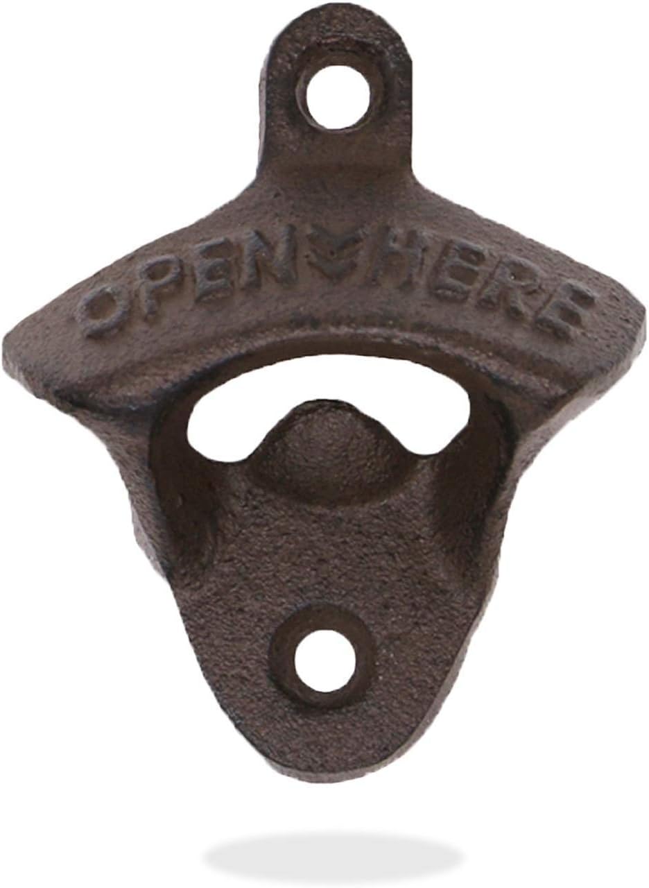 Wall Mounted Bottle Opener Rustic Farmhouse Cast Iron with Screws by iPihsius - 1 pack (Rust-1 pack)