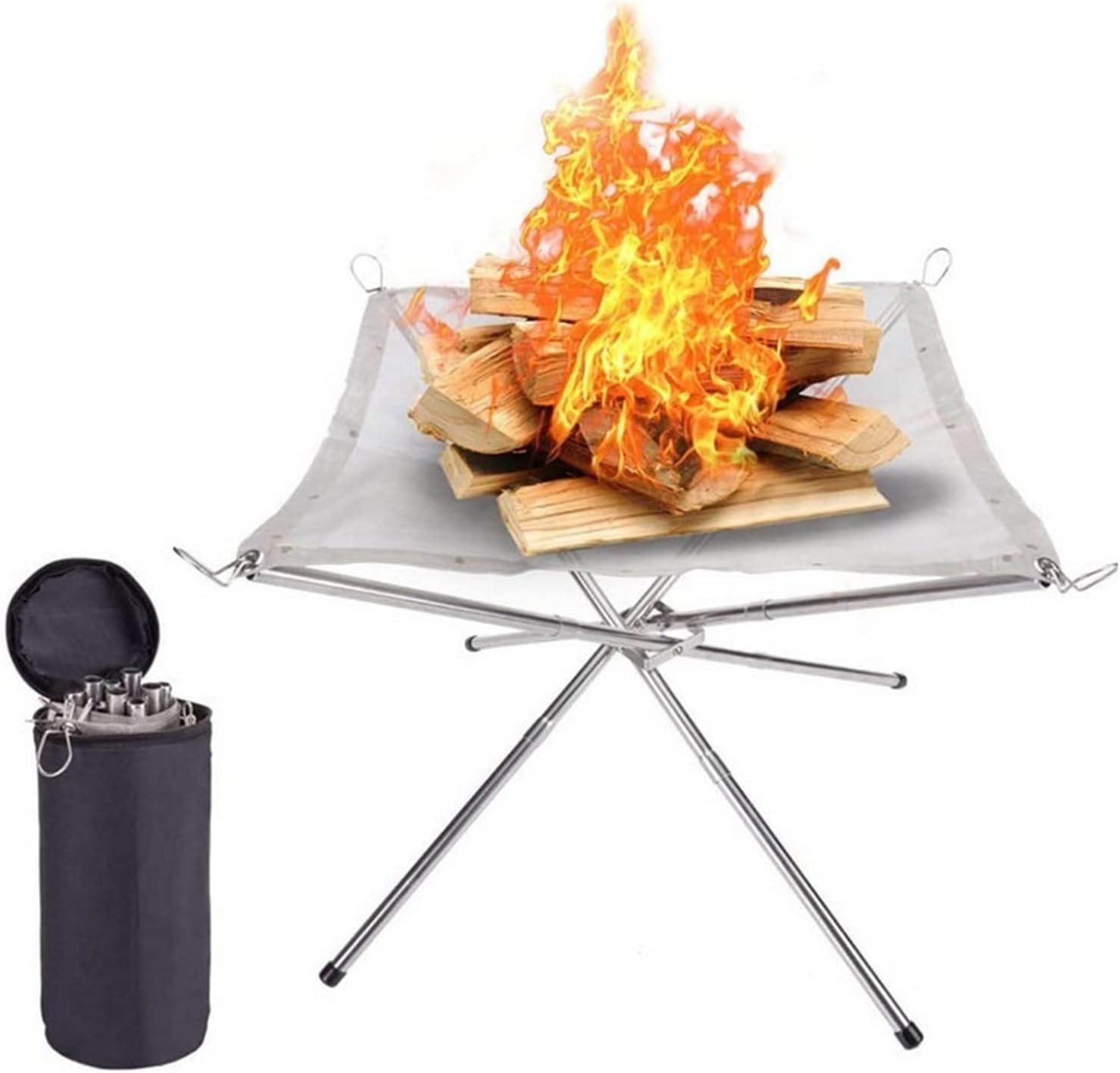 Fire Pit Outdoor Portable Fire Rack Portable Contractile BBQ Holder Rack Folding Table Grill Stainless Steel Point Charcoal Stove Firepit