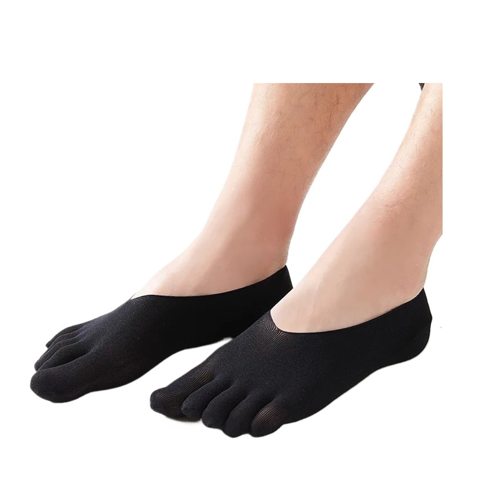 XCTDSVAH Toe Socks 5 Pairs Mens Five Finger Silk Invisible Summer Thin Breathable Low Cut Socks Hidden(5 pairs Black)