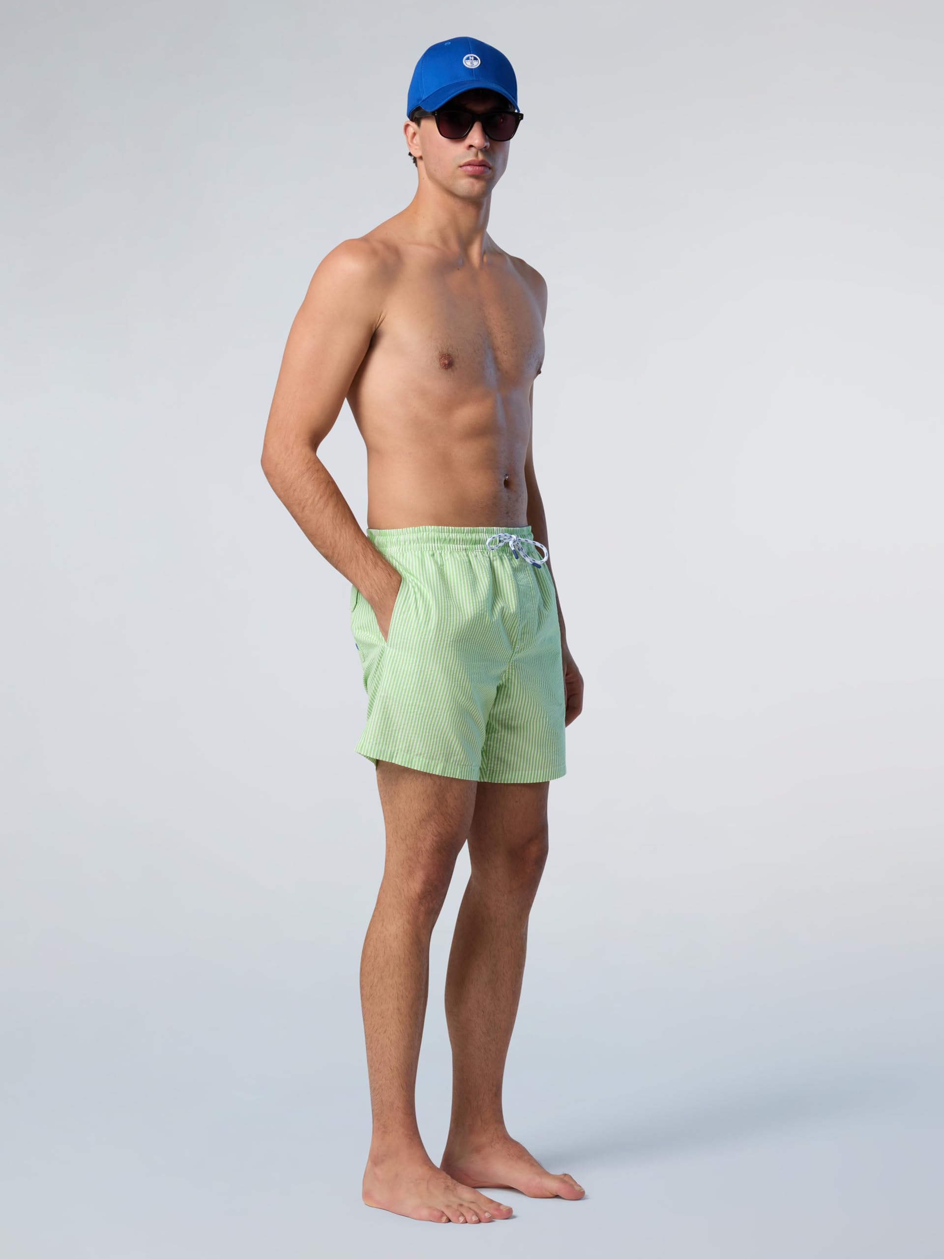 NORTH SAILS Boxer Mare Uomo in Seersucker di Cotone e Poliestere Riciclato a Righe