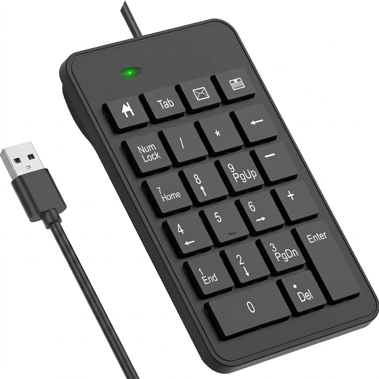 Tastiera numerica con cavo, tastierino numerico USB a 23 tasti, tastiera contabile finanziaria, accessori da ufficio per laptop, PC, desktop, computer, notebook, nero