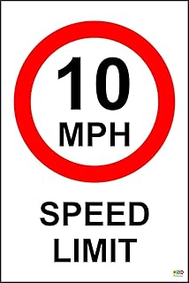 10 MPH Speed Limit Safety Sign - 1.2mm Rigid plastic 300mm x 200mm