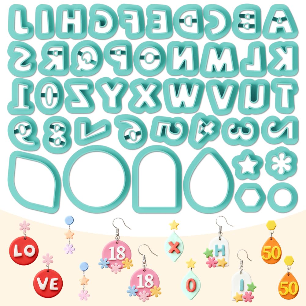ORIGACH 44 Pcs Alphabet &amp; Number Theme Polymer Clay Cutters Set