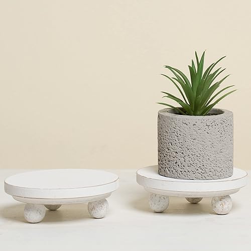 Vista 53 de Defined Deco Mini elevadores para exhibición, elevadores de madera para decoración, pedestales redondos pequeños de 5 pies (juego de 2, blanco)