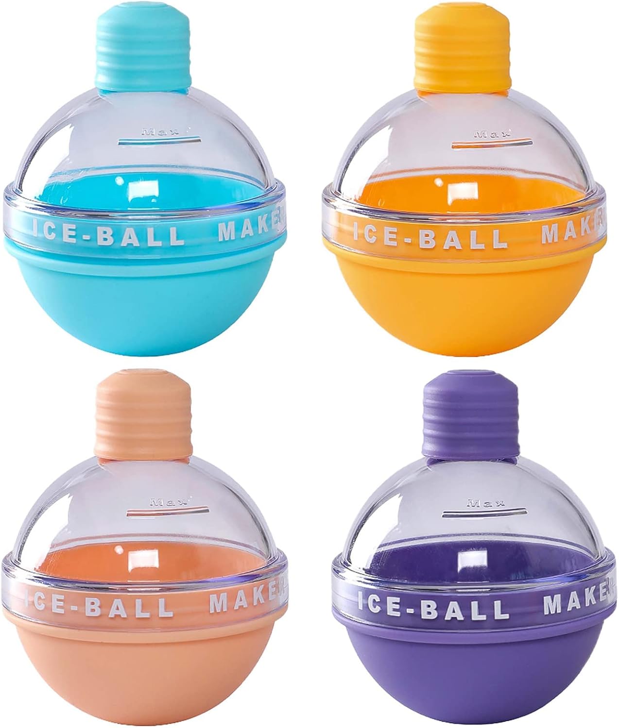 FSYEEL 4 Pack Whiskey Round Ice Balls Mold, 2.63in Silicone