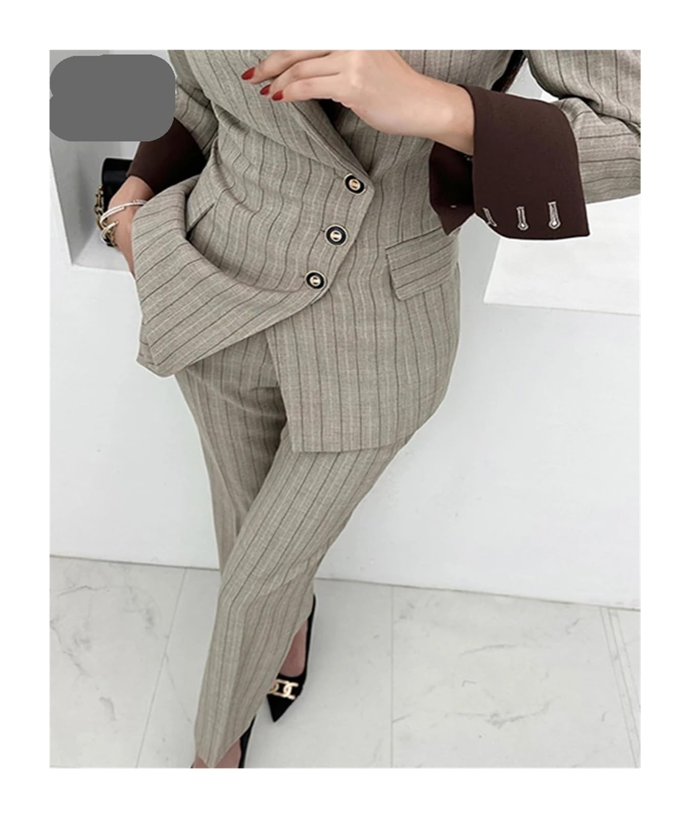Conjunto Formal de Dos Piezas Autumn Winner, Elegante Traje Manga Larga, Chaqueta y pantalón, Trajes Casuales for Mujer para Negocios, Trabajo, Oficina, Formal