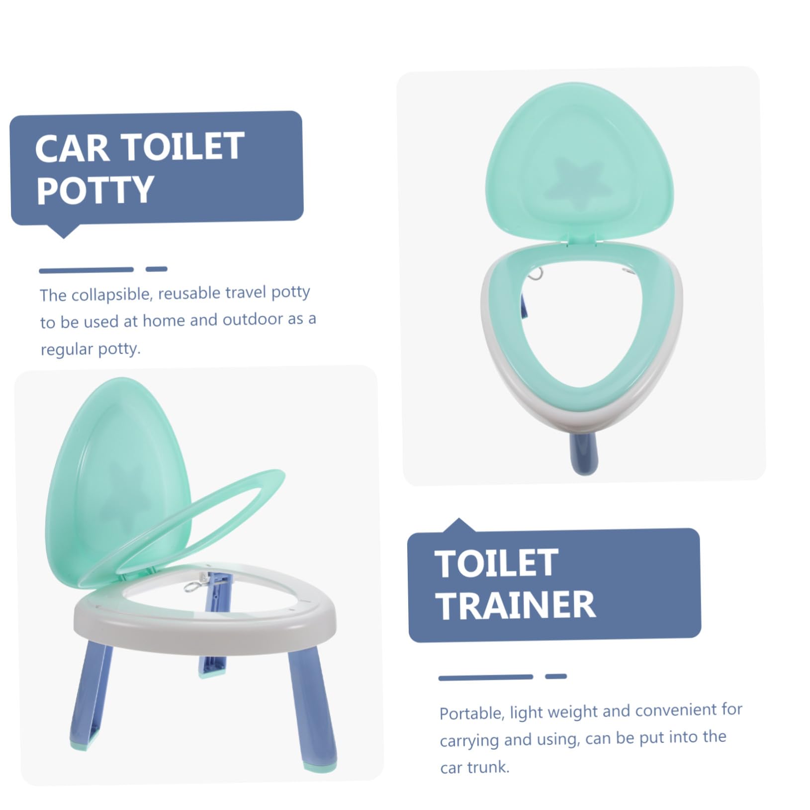 Tragbares Faltbares Junge Mädchen Töpfchen Leichtes Reise Toilettenstuhl für Kompakt Robust für Unterwegs Auto und Zuhause mit Praktischem Faltbarem Design in Sternengrün und