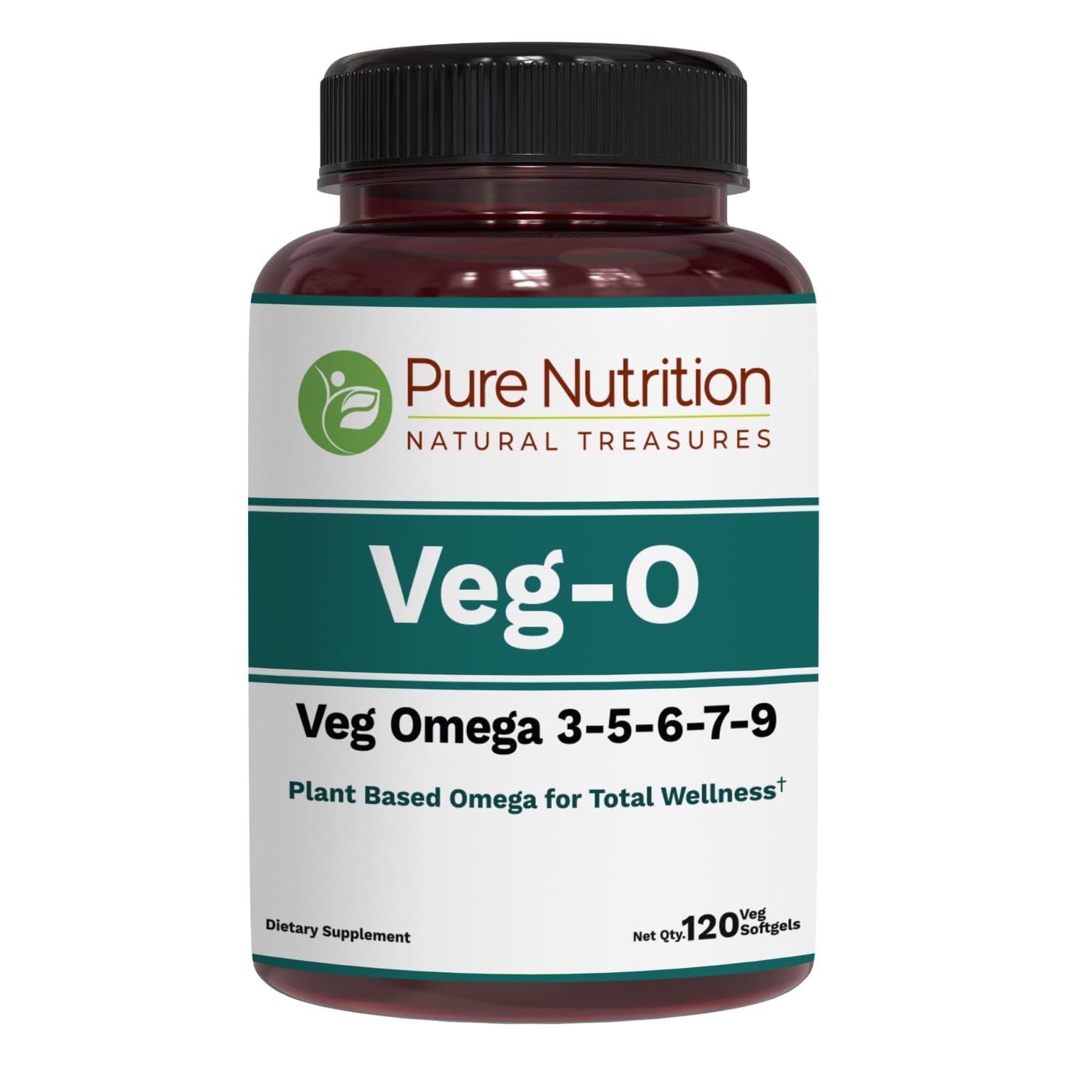 Pure Nutrition Vegan Omega 3-5-6-7-9 | 120 Softgels | 600mg per Serving of 2 Softgels | Multi Omega Supplement for Overall Health | Non GMO | Gluten Free