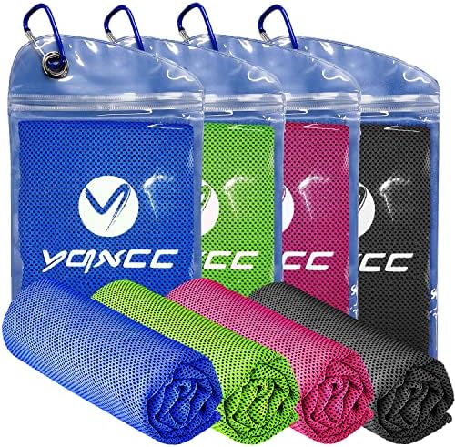 YQXCC 4 Pack Cooling Towel (47"x12") Ice Towel for Neck, Microfiber Cool Towel, Soft Breathable Chilly Towel for Yoga, Sports, Golf, Gym, Camping, Running, Fitness, Workout & More Activities