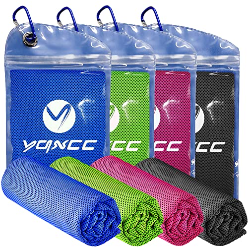 YQXCC Cooling Towels | 4 Pack 47″x12″ | Ice Cool for Neck | Microfiber Soft Breathable Chilly | for Yoga, Sports, Golf, Gym, Camping, Running, Fitness, Workout & More Activities