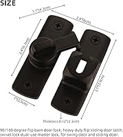 Vista 2 de Pestillo de puerta de granero con diseño de actualización de 90/180 grados, pestillo de puerta corredera, cerrojo de seguridad de ángulo