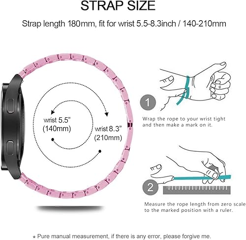 Vista 223 de Correas compatibles con Samsung Galaxy Watch FE / 5/4 de 1.575 pulgadas, correa de metal con diamantes de imitación brillantes de 0.787 pulgadas