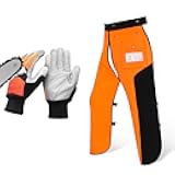 ZELARMAN Chainsaw Chaps & Chainsaw Safety Gloves, Chainsaw Apron Wrap 8-layer for Loggers Forest Workers Protective Chain Saw Pants, Chainsaw Protective Work Gloves, 12-Layer Cut Resistant Gloves