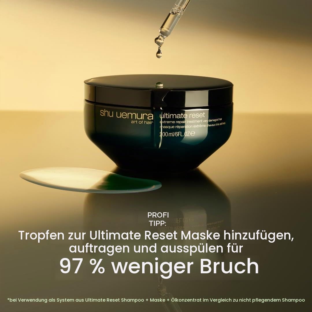 Shu Uemura Ultimate Reset Haaröl, Reparierendes Haarserum für Glanz & Geschmeidigkeit, Leave-In Haarpflege gegen Spliss & Frizz, Ideal als Hitzeschutz für trockenes, geschädigtes Haar, 50 ml