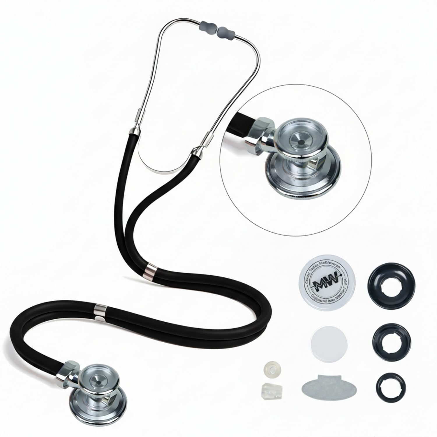 MaiWieel-Sprague Rappaport Stethoscope Dual Head Black Stethoscopes For Nurses,Doctor,Student and Home Use