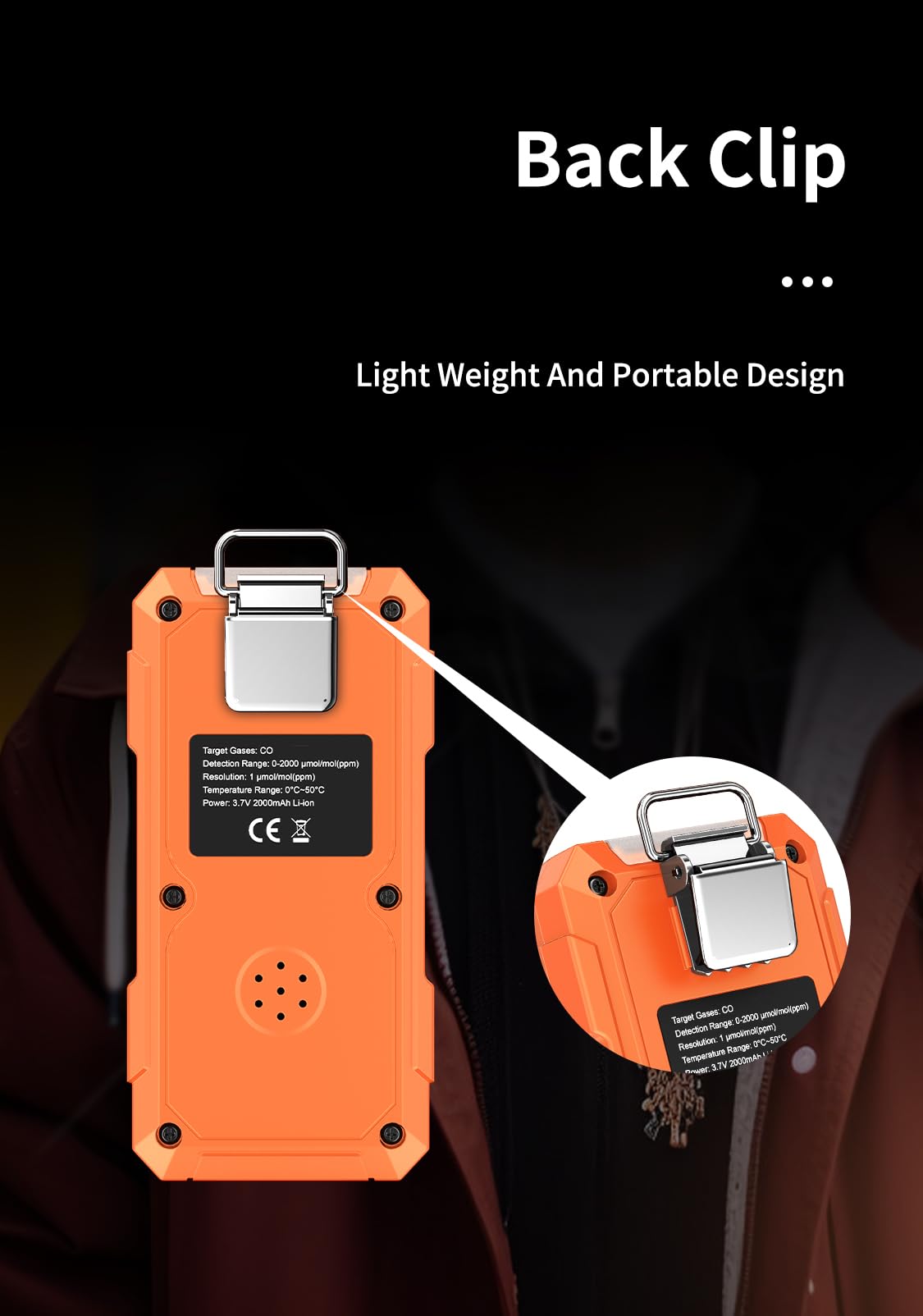 AS-E10 Detector de Monóxido de Carbono Portátil, Medidor Monóxido de Carbono con Alarma Sonora y Visual, 0-2000PPM, Alarma de CO, Pantalla LCD Retroiluminada, para Casa, Coche, Camping