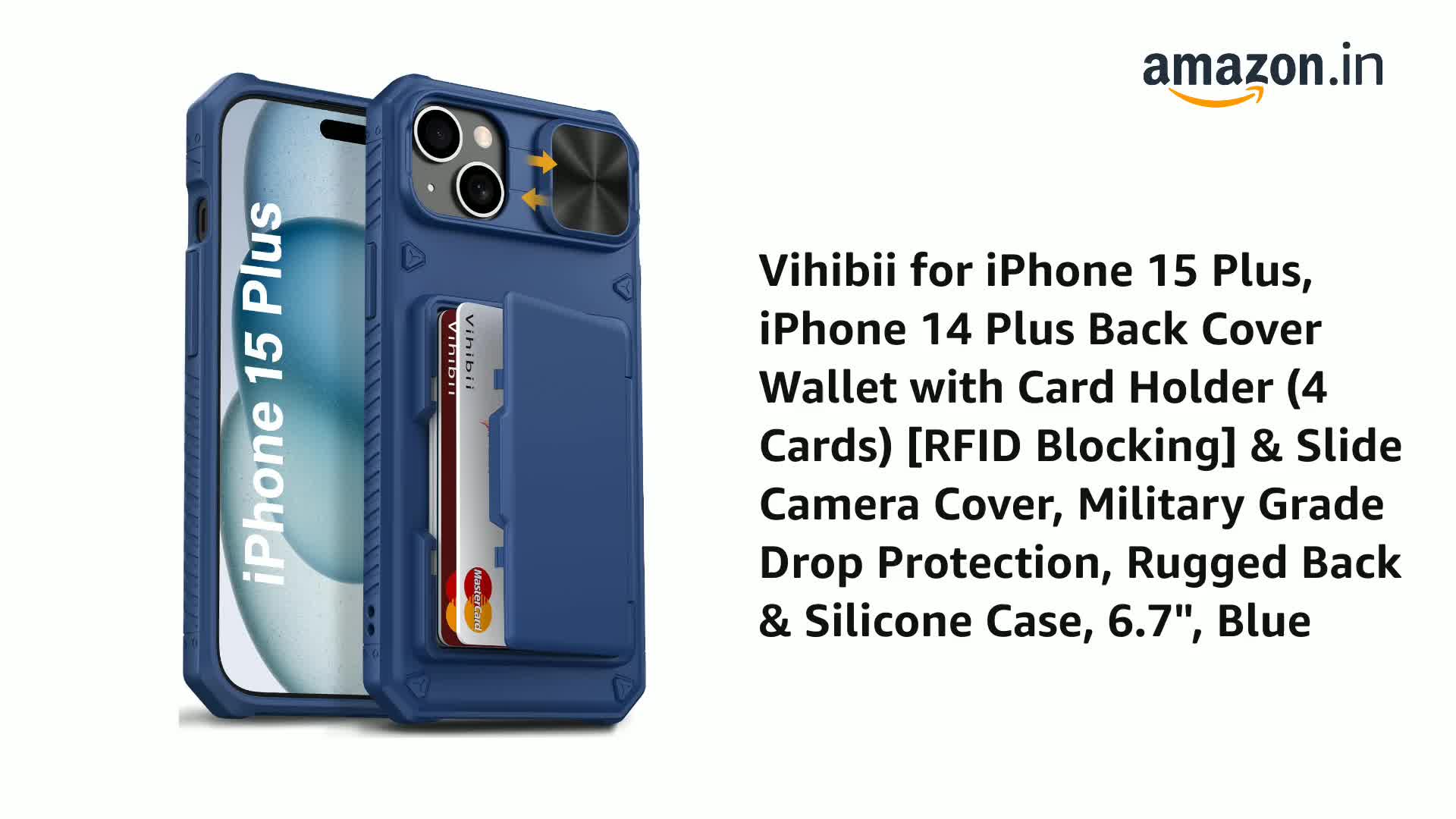 Vihibii for iPhone 15 Plus, iPhone 14 Plus Back Cover Wallet with