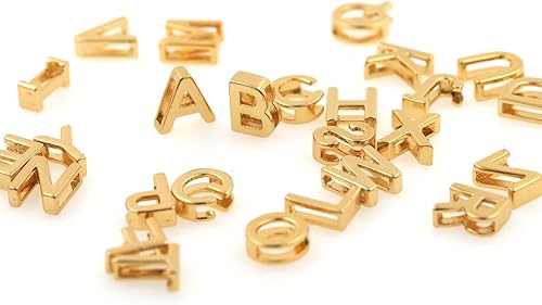 Miniatura 6 de 26 piezas Dijes de Letras Rellenos de Oro de 18k, Dijes Iniciales, Colgantes de Letras para Hacer Pulseras, Collares y Joyas de Bricolaje