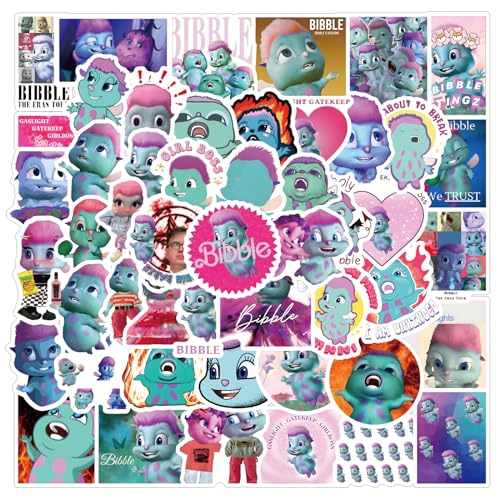 61Pcs Bibble Aesthetic Cartoon Stickers Pack - Halloween Decoration Vinyl Waterproof Stickers for Water Bottle, Laptop, Phone, Skateboard, Journaling, Gifts for Kids Teens Adults