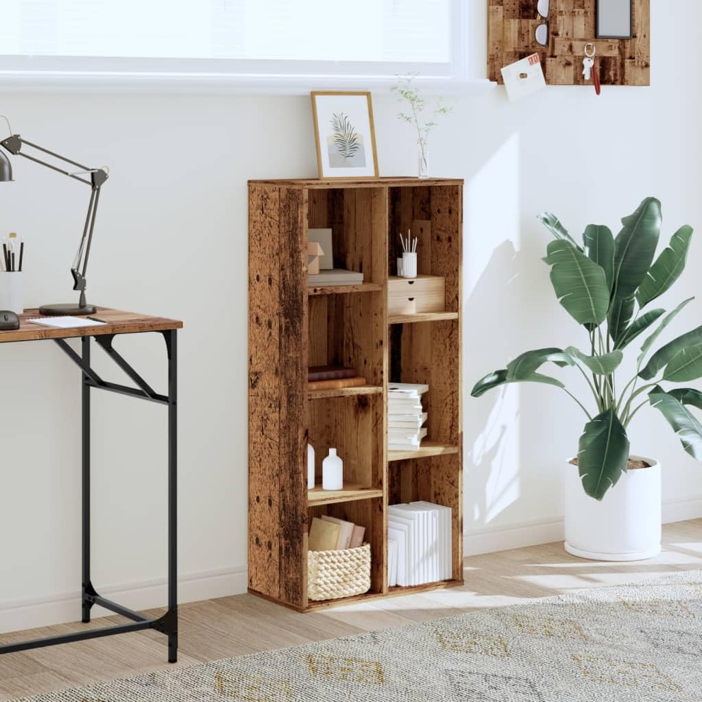 Libreria effetto legno anticato, 50 x 25 x 105 cm, divisorio con 7 scomparti, per soggiorno, ufficio, camera da letto, corridoio