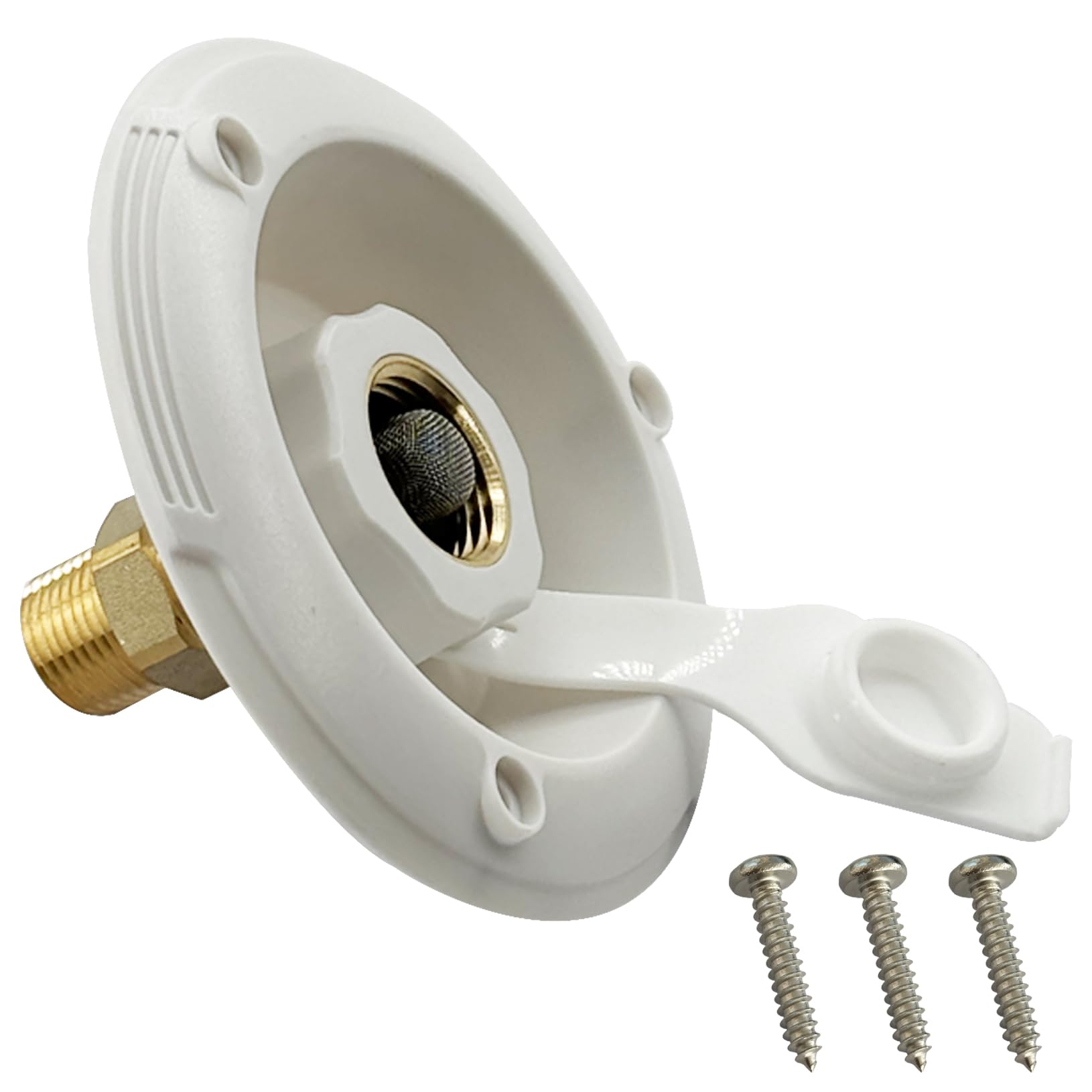 RV City Water Inlet with Check Valve 3/4'' NH Female to 1/2'' NPT Male Thread RV Water Connection Fittings Replacement for Dust Plug RV Camper (White)