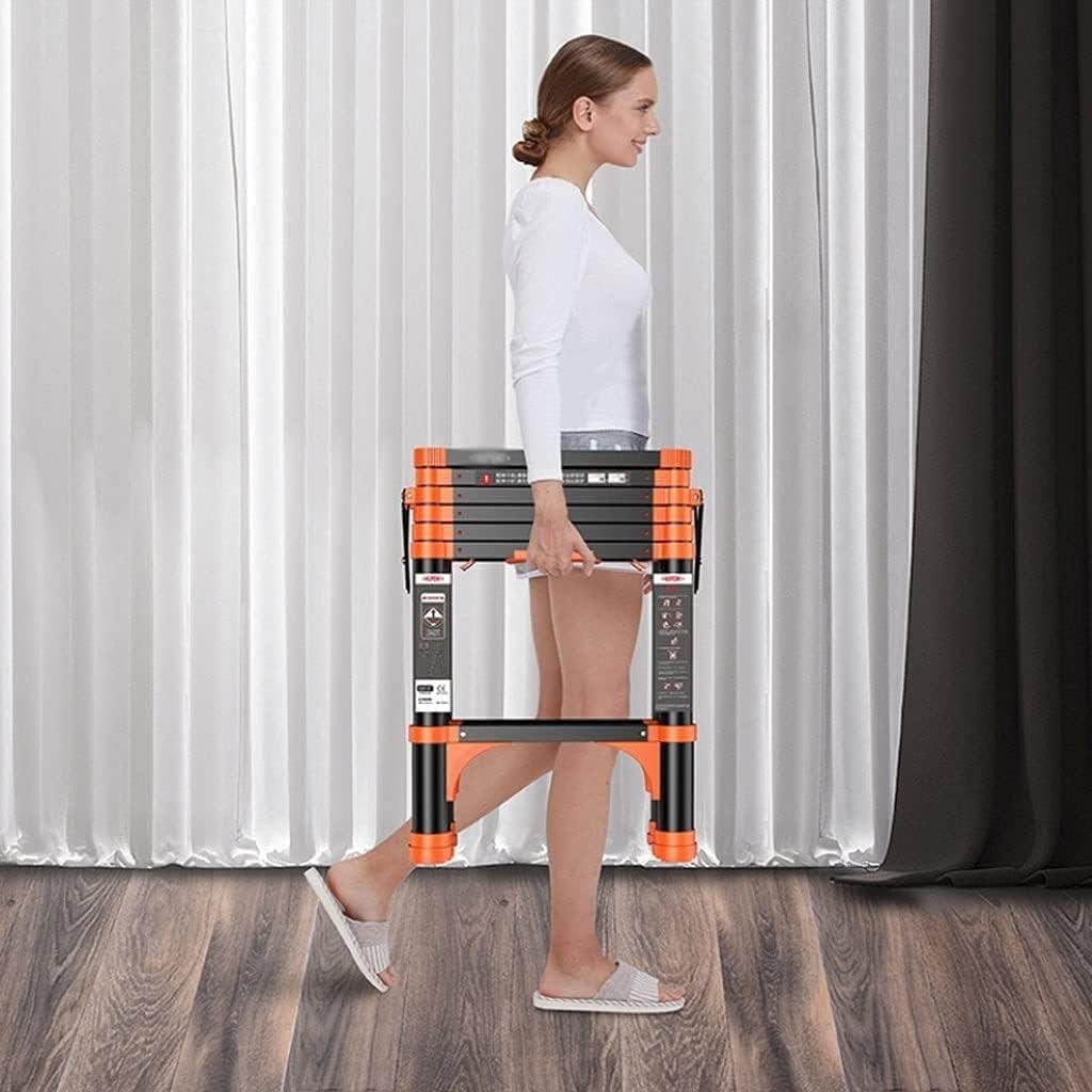 Telescoping Ladder,Aluminum Extension Ladders One-Button Retraction Ladder Telescopic Compact Ladder Stepladder