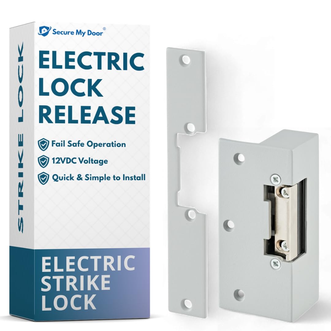 SecureMyDoor - Electric Lock Release Fail Safe with Adjustable Jaw for Door Access Control Systems - 12VDC - Ideal for Commercial, Residential, and Industrial Buildings - Strike Lock
