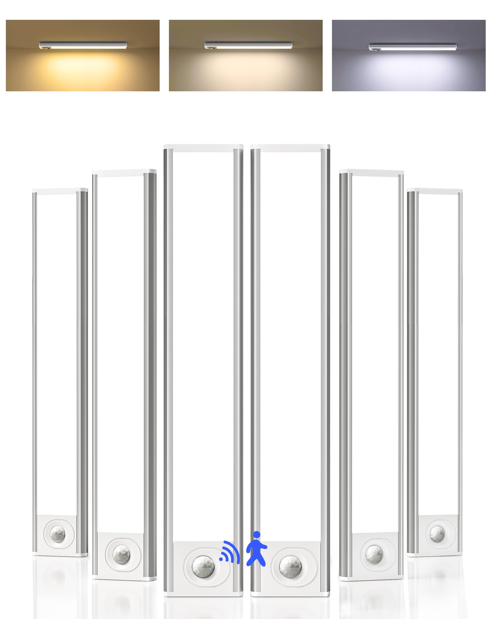 Photo 1 of AMETHEUS 10inch Under Cabinet Lighting, 6-Pack Rechargeable Motion Sensor Light Indoor, Magnetic Closet Lights, Dimmable & 3 Color Temps, Wireless Under Counter Lights for Kitchen, Stairs