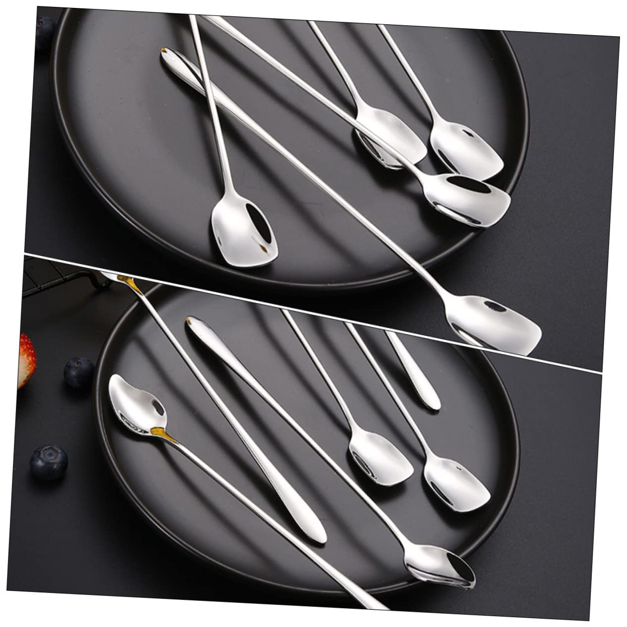 MOLUCKFU 2pcs Stainless Steel Ice Spoon Mixing Spoon Drink Whisk Sugar Spoon Ice Cream Spoon Mixing Teaspoon Espresso Stirrer Decorative Spoon Honey Milk Spoon Mini Whisk Food Spoon Silver