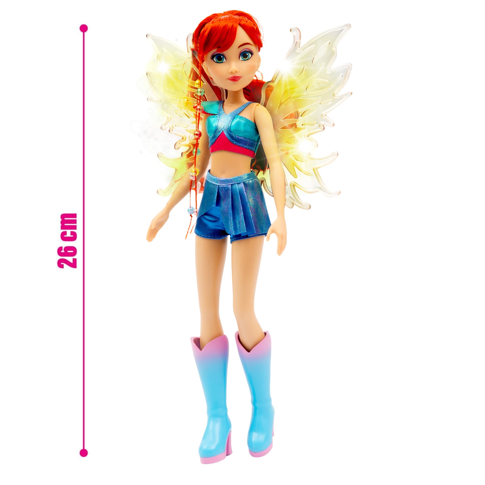 Winx – Stella Fata, Bambola 27 cm con Ali Removibili e Look da Fata del Sole, Snodata, Giocattolo per Bambina e Bambini dai 4 Anni in su