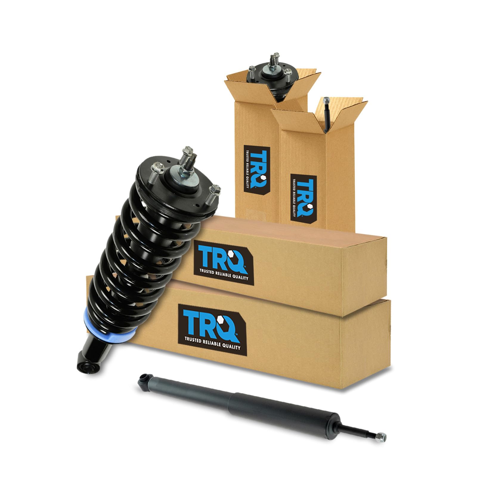 TRQ Front and Rear Complete Strut Assembly &amp; Shock Absorber Kit Complete Strut &amp; Coil Spring Assembly Compatible with 2003-2007 Toyota Sequoia