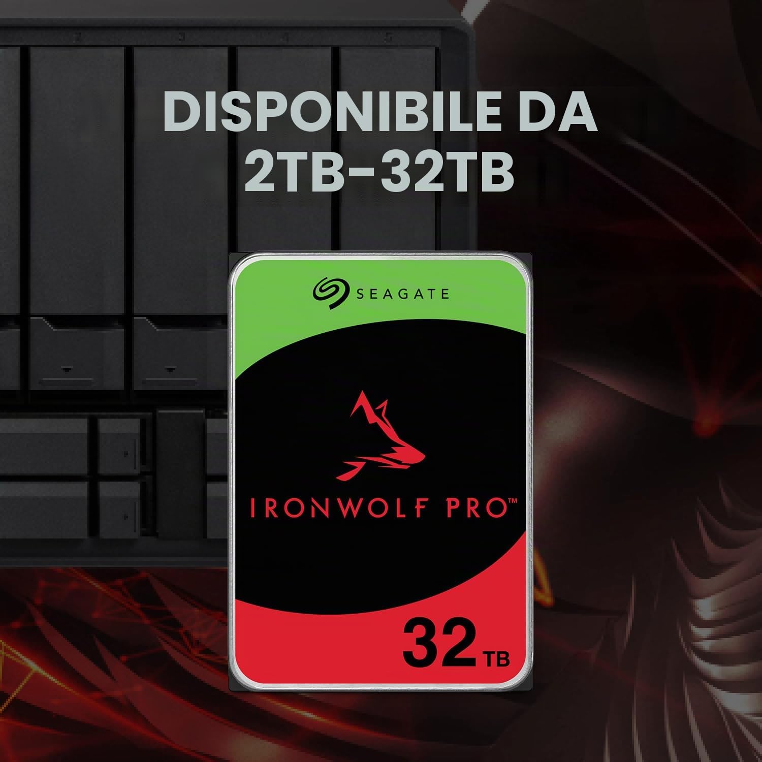 Seagate IronWolf Pro - Disco rigido interno NAS da 28 TB, 3,5", 7200 giri/min, CMR, 512 MB di cache, SATA 6 GB/S, incl. Rescue Service ST28000NT00