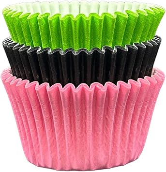 Scrumptious! - Cupcake Cases - Wicked Mix - 36PC 65GSM 51mm x 38mm Pink, Lime and Black Greaseproof Paper Baking Cases - Great for Birthday and Wicked Themed Party Muffins, Cakes and Bakes