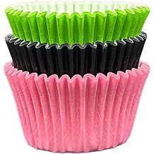 Scrumptious! - Cupcake Cases - Wicked Mix - 36PC 65GSM 51mm x 38mm Pink, Lime and Black Greaseproof Paper Baking Cases - Great for Birthday and Wicked Themed Party Muffins, Cakes and Bakes