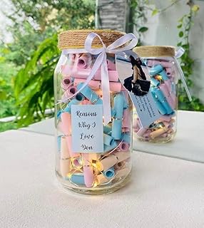 ANISHOP Reasons Why I Love You Gift Jar with Fairy Lights | Romantic Gift for Girlfriend, Boyfriend, Wife & Husband | Vale Price In India