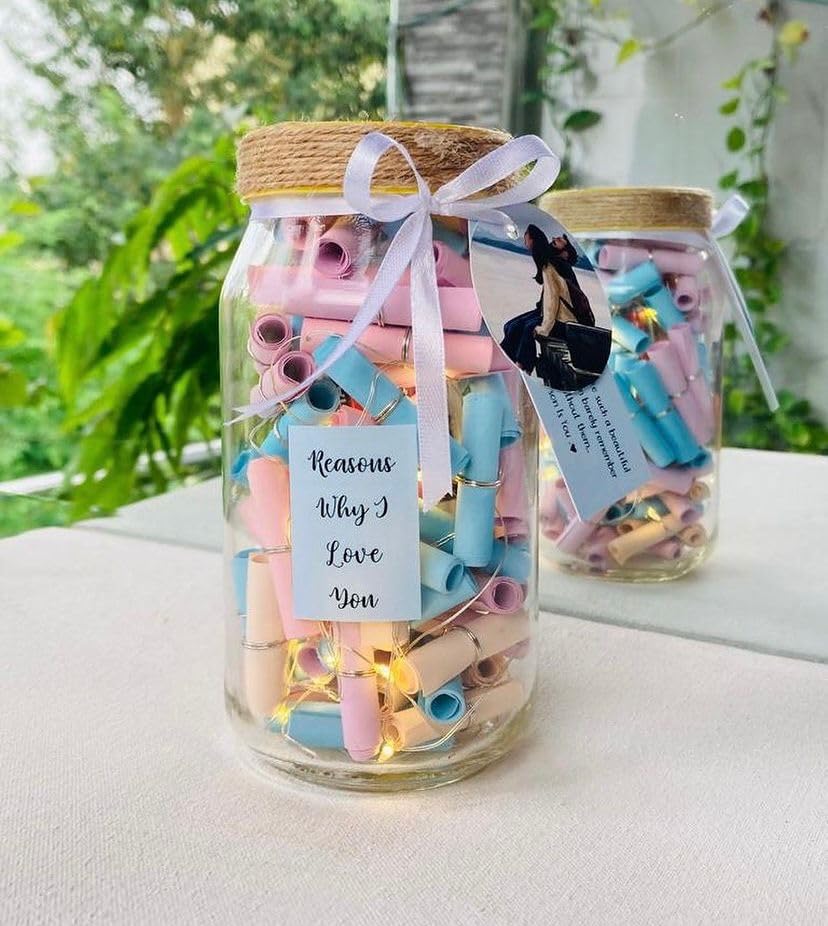 ANISHOP Reasons Why I Love You Gift Jar with Fairy Lights | Romantic Gift for Girlfriend, Boyfriend, Wife & Husband | Vale...