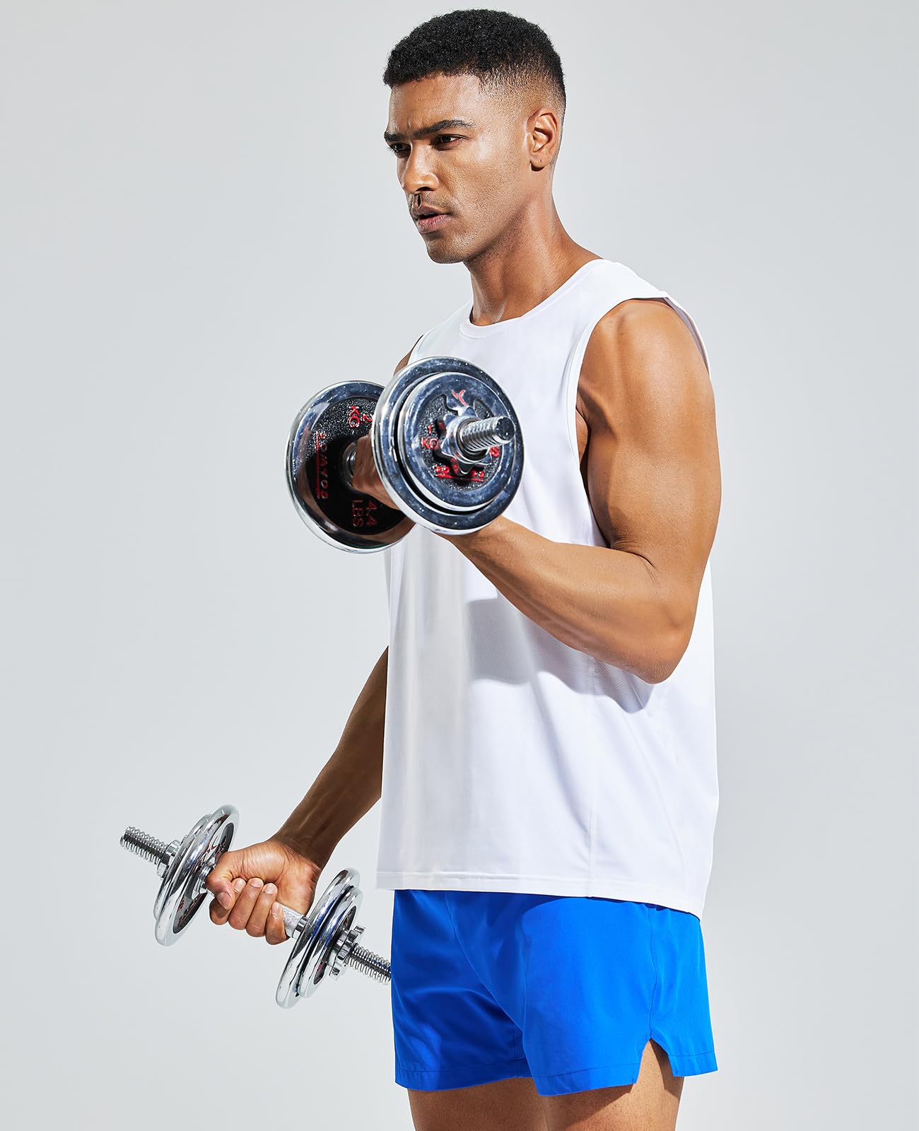 MIER Camiseta sin mangas para hombre, de ajuste seco, para correr, atletismo, gimnasio, deportes, entrenamiento, absorbe la humedad