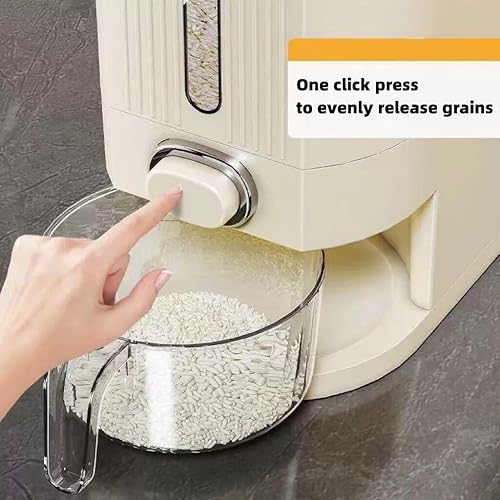Miniatura 3 de IEEK Dispensador de arroz de 25 libras, recipientes grandes de almacenamiento de alimentos secos con taza medidora y tapa, cubo dispensador de