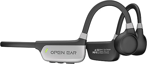Miniatura 6 de Auriculares de conducción ósea impermeables con 8 GB de memoria incorporada, Bluetooth, micrófono, control de voz, banda de titanio, hasta 8 horas