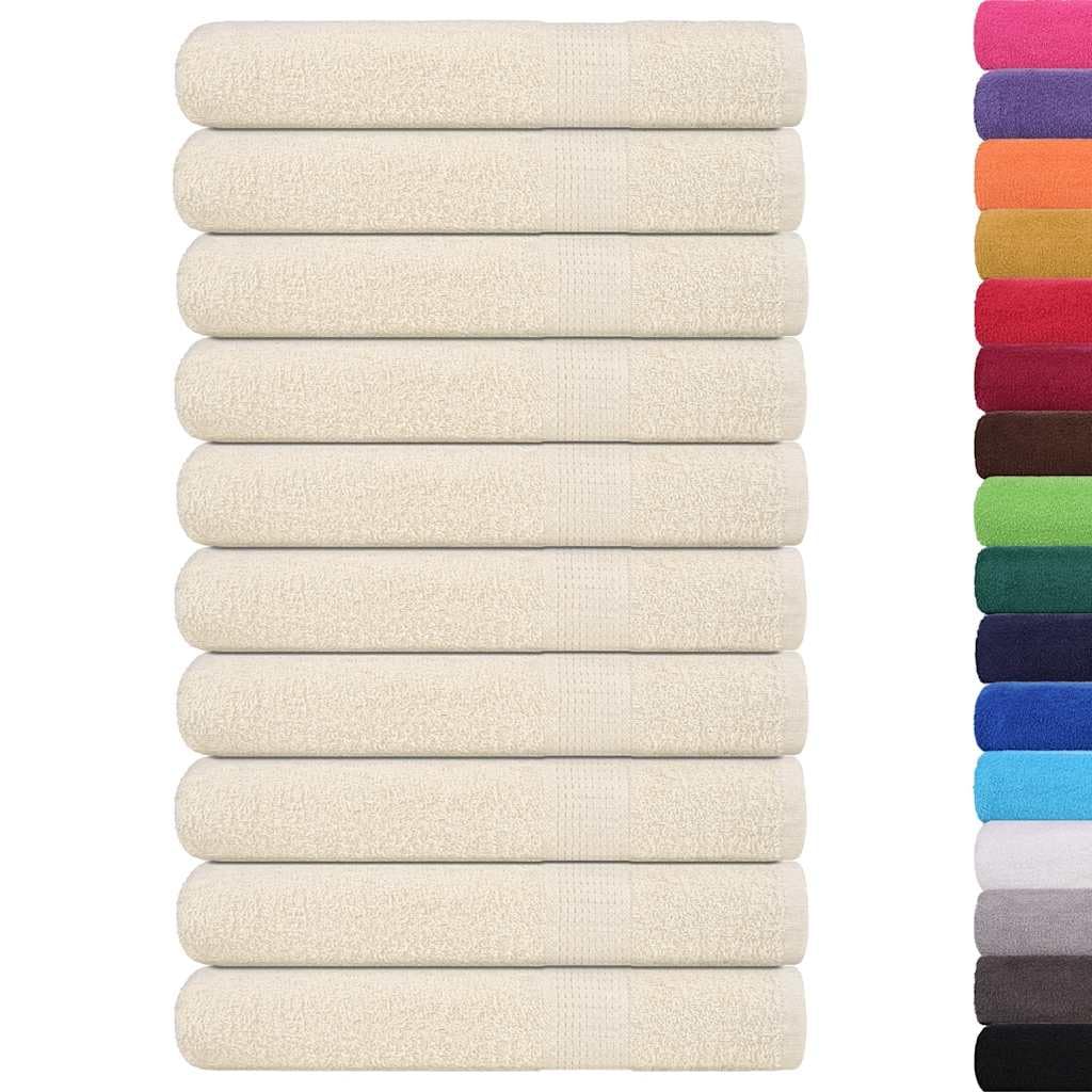 vidaXL Serviettes FROGN 10 pcs crème 100x200 cm 360 g/m² 100% Coton, Serviette de Plage, Serviette d'invité, Grande Serviette de Plage, Serviette de Bain