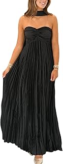 Womens Y2k Tube Strapless Pleated Maxi Dress with Scarf Maternity Silk Satin Formal Cocktail Ruffle Flowy Dresses - Buy now
