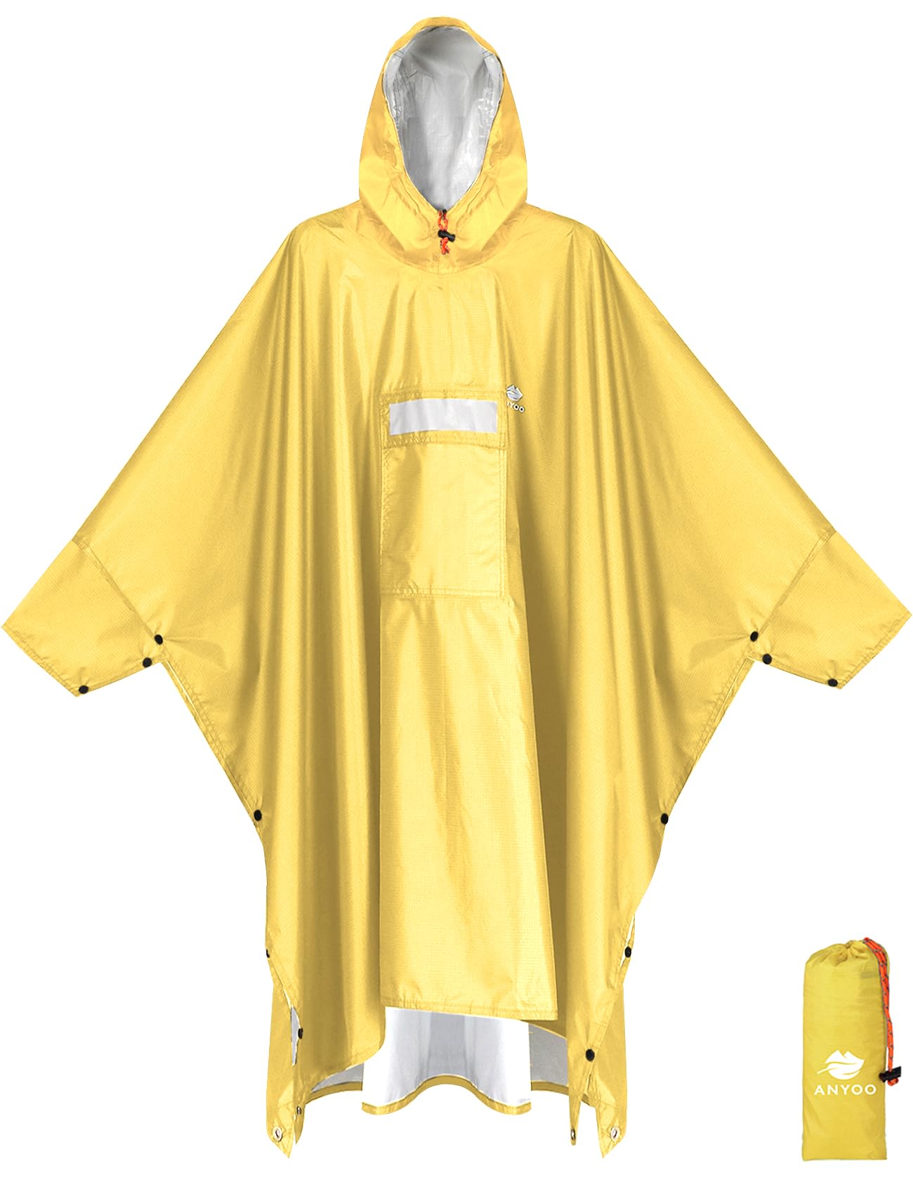 ANYOO Hooded Rain Poncho for Adult Waterproof Lightweight Raincoat