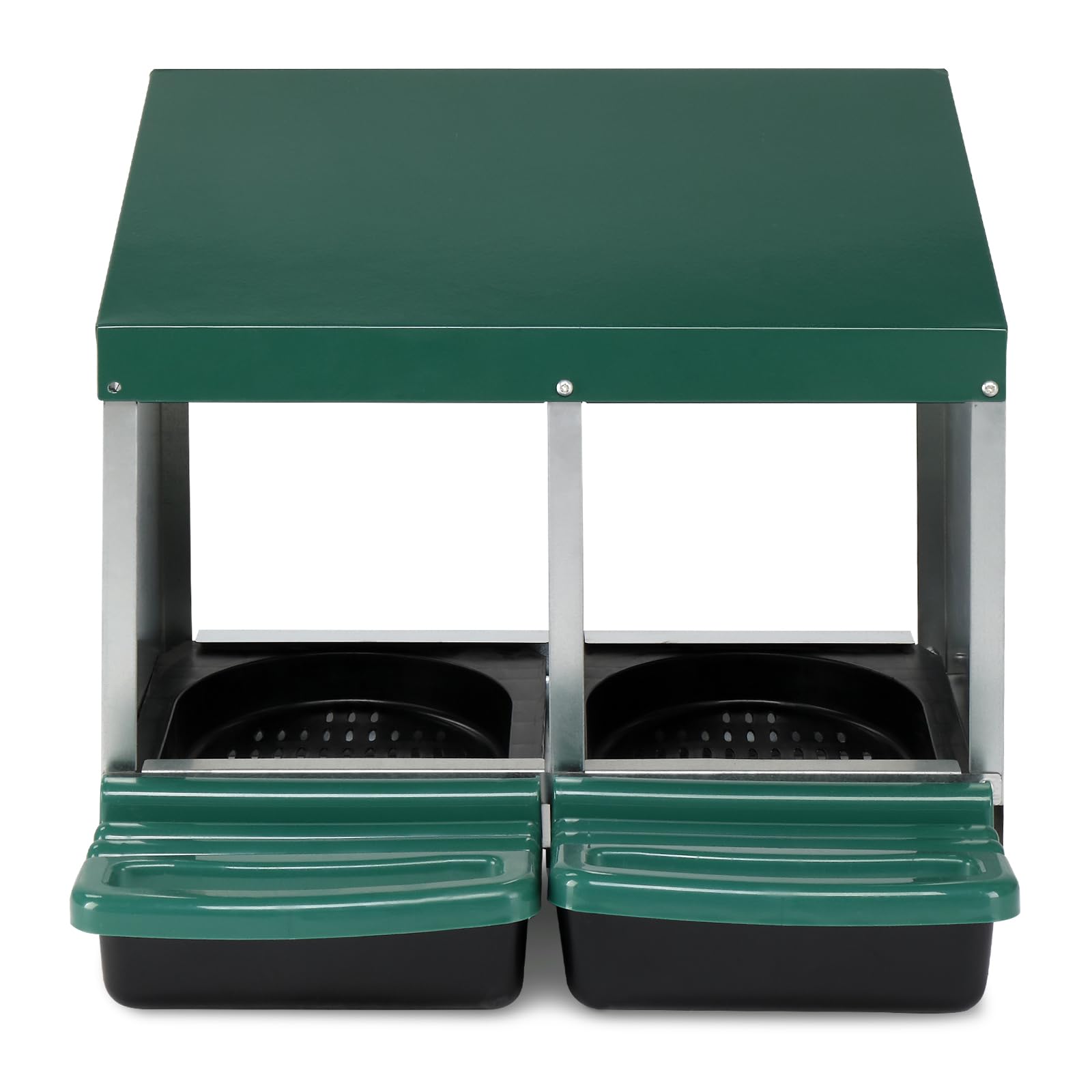 LEADZM Pondoir Poules pondeuses 2 emplacements - Poulailler en métal Bac de récupération Ponte, Installation Facile et Collecte des œufs, 54 x 52 x 47 cm, Vert