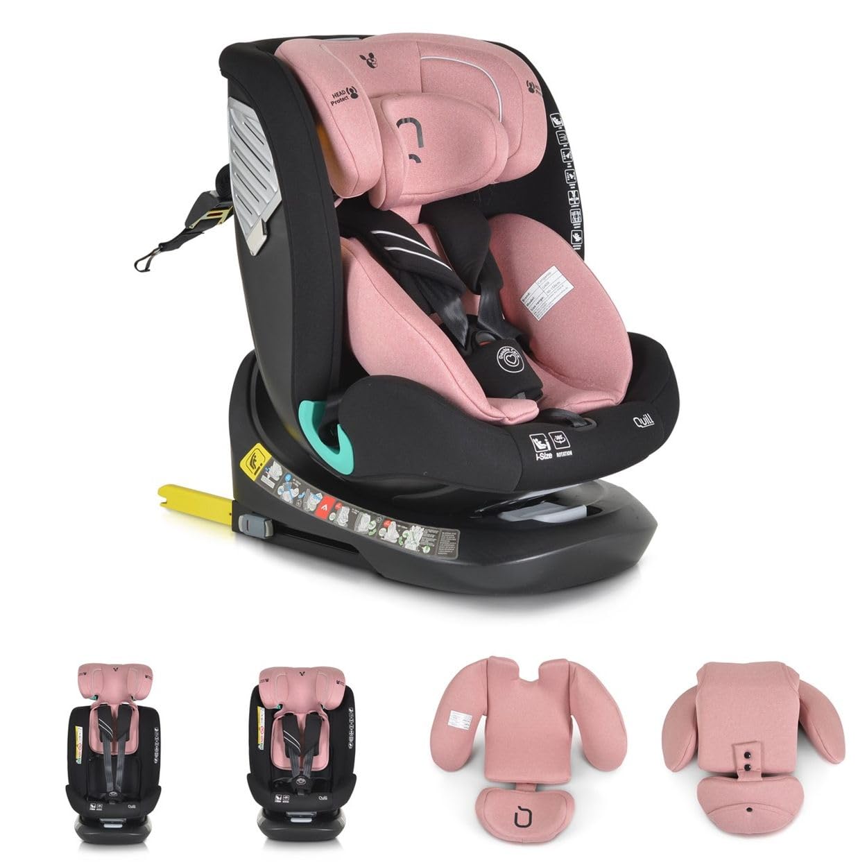Canguro silla de auto i-Size Quill (40-150cm) grupo 0/1/2/3 Isofix giratoria 360, color:rosa