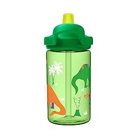 CamelBak Eddy+ Kids Bite Valve Straw Tritan Renew Water Bottle Dinosaur Island, 14oz