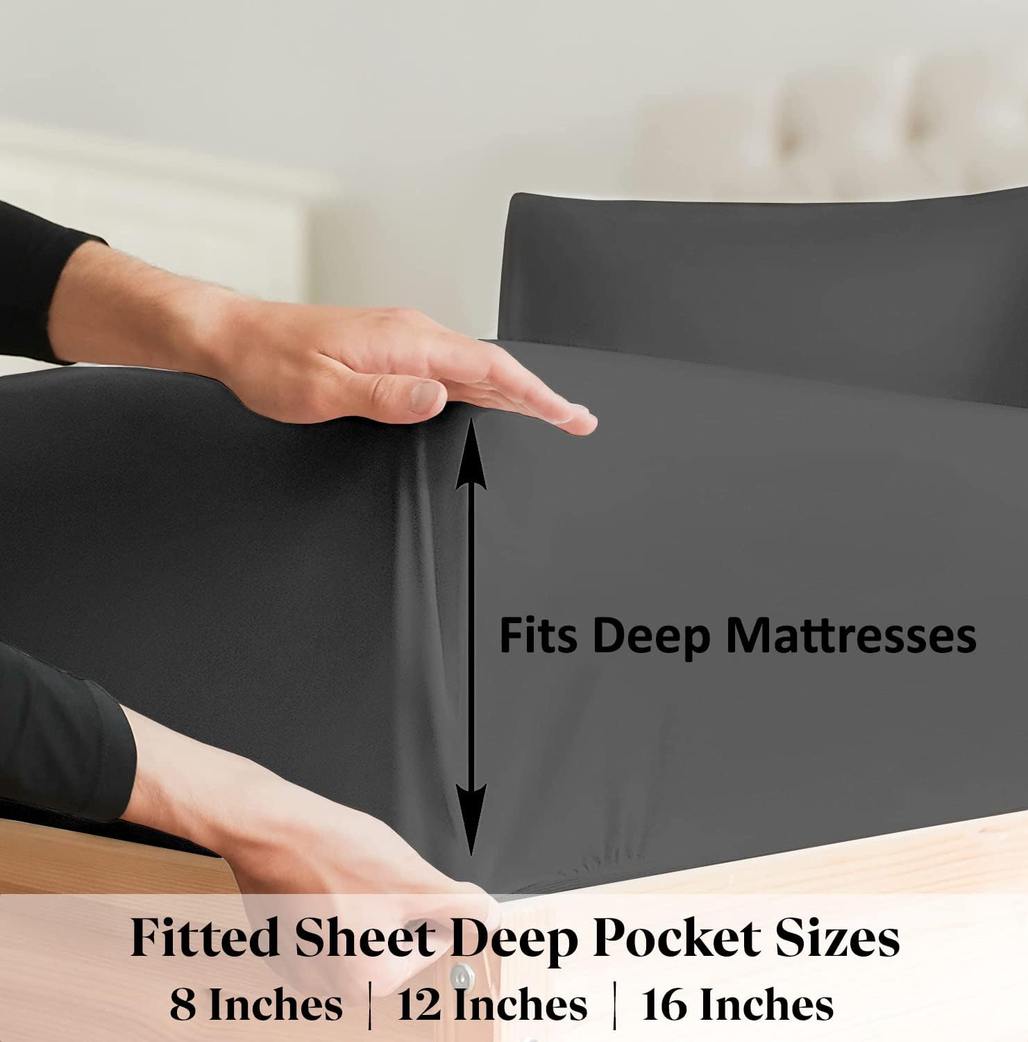 SKY BEDDINGS RV King Fitted Sheet – 1 Fitted Bottom Sheet, RV King Sheet 72 x 80 Size – Ultra Soft Brushed Microfiber, Hotel Quality – 8" Deep Pocket, Wrinkle-Resistant & Breathable – Dark Grey