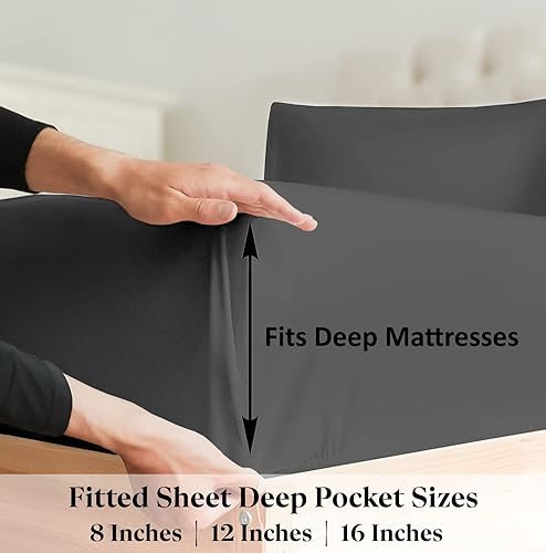 Miniatura 2 de Sábana bajera ajustable para caravana King  Sábana inferior  Sábana bajera de calidad de hotel tamaño RV King  Ultra suave y transpirable