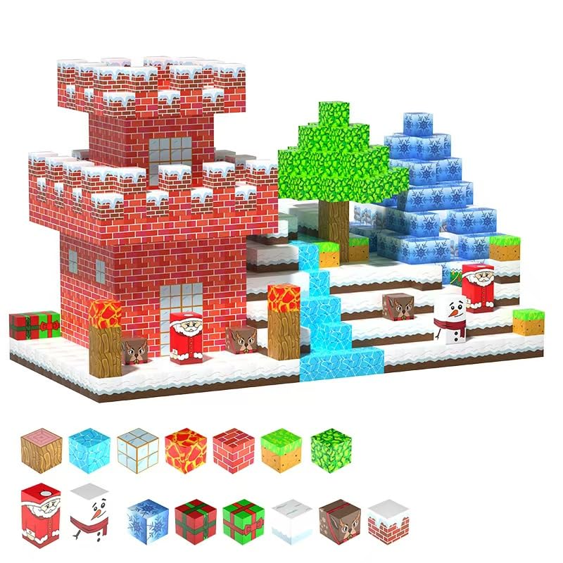 HengBo LED Christmas Magnetic Blocks, 100PCS Magnetic Blocks Building Set for Kids 3+