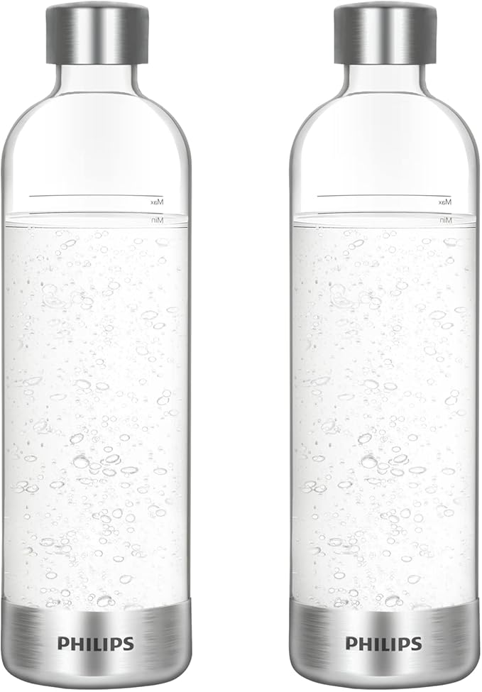 Philips Carbonating Bottles, 1L Twin Pack Reusable PET