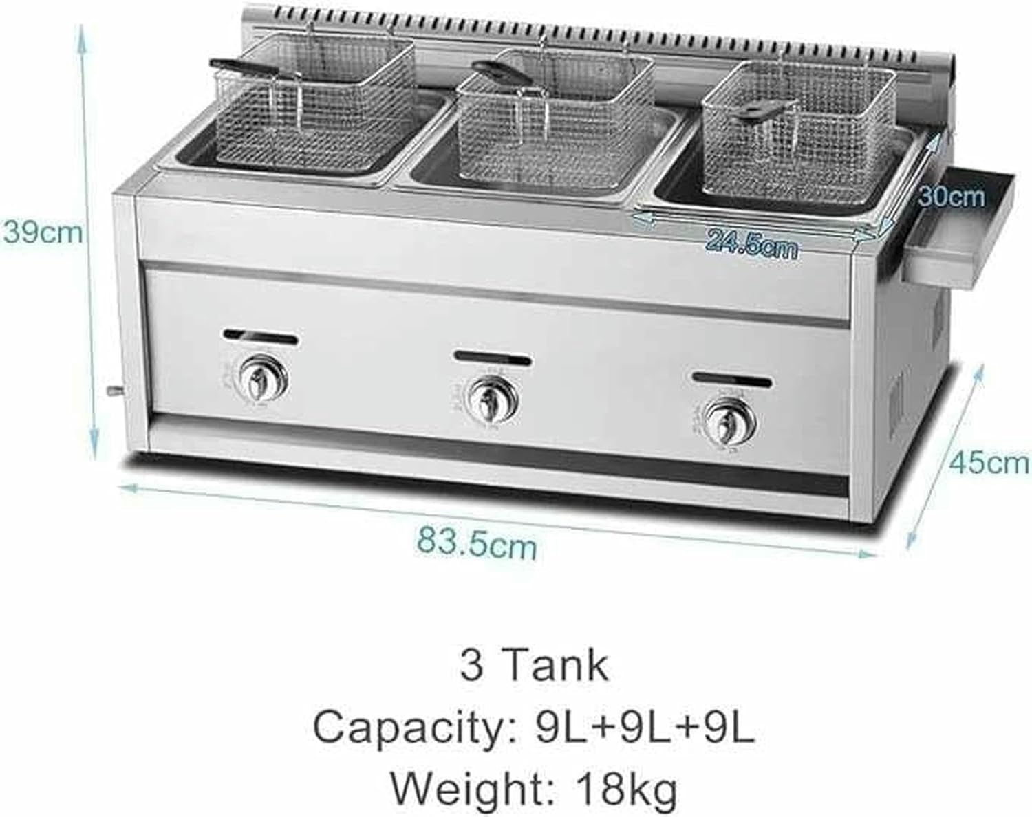 9L+9L Deep Fat Fryer Gas Commercial - Stainless Steel Basket and Lid for French Fries - Perfect for Home Kitchen and Restaurant Use